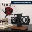 Flip Desk Clock - Retro Digital Flip Table Clock - Mid Century Modern Decor Auto Battery Powered Gear Operated for Room, Home, Office (A Style)