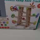 Wooden Wooden Race Track Toddler Toys for 1-3, Wood Car Ramp Racer Toy Vehicle Set with 4 Balls & 5 Race Tracks, Great Educational Montessori Toys for Kids Boys Girls