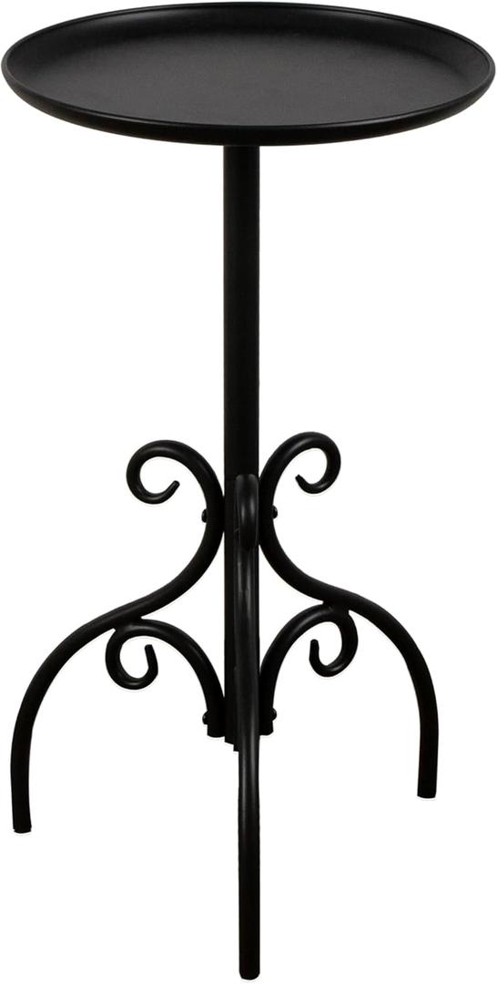 Round Side Table, Small Metal Drink Table for Small Spaces, Modern Martini Table for Living Room, Bedroom, Corners, and Office (Black)