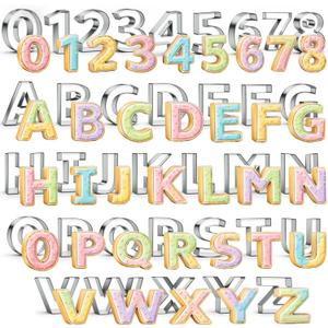 FillTouch 35 Pcs 3 Inch Large Alphabet & Number Letter Cookie Cutters Stainless Steel Cookie Fondant Cutter Set Metal Biscuit Dough Mold Baking Tool for Cake Holiday Birthday Home Party Supplies