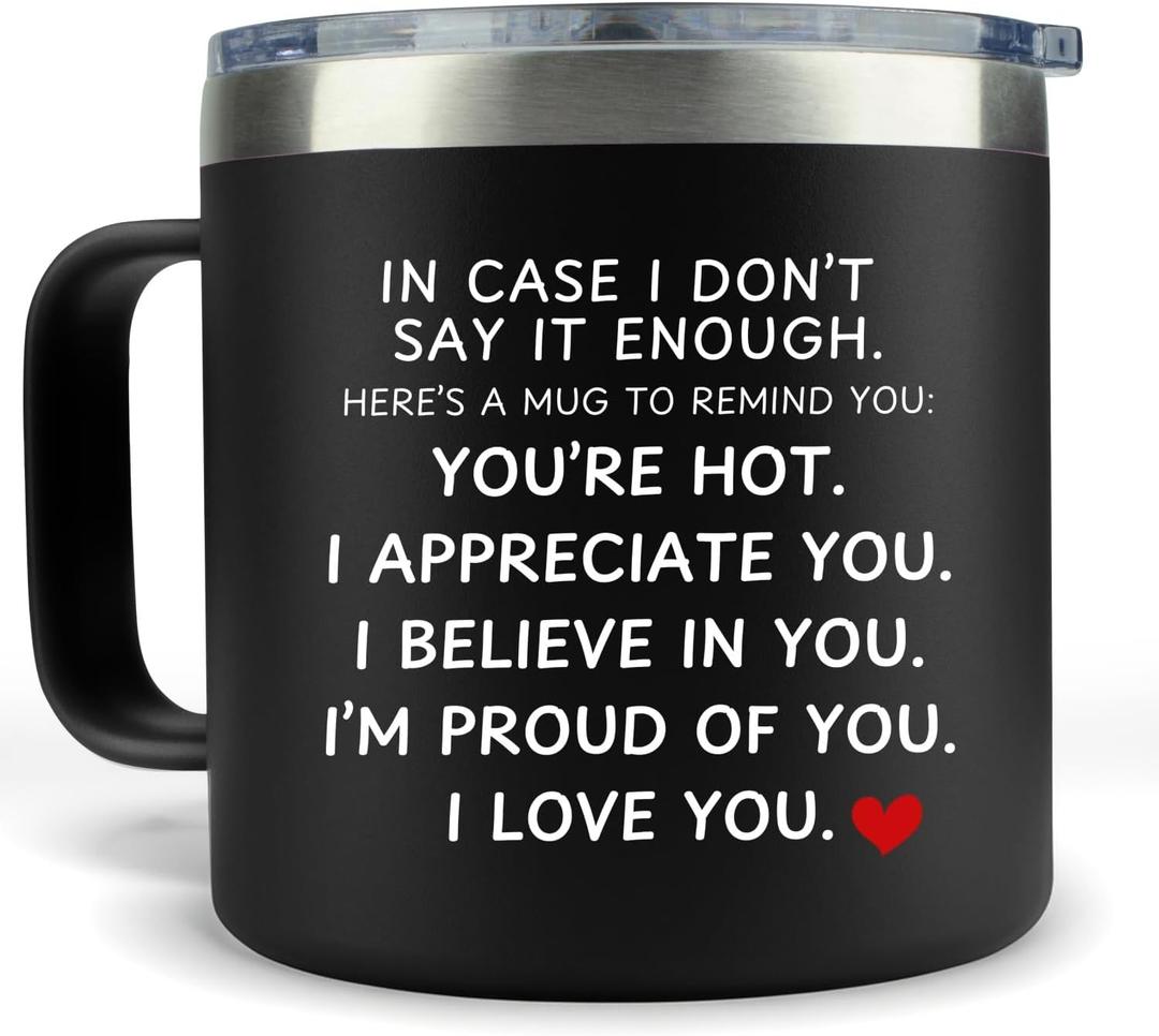 Gifts for Husband from Wife for Fathers Day - In Case I Don't Say It Enough Cup 14oz Black Couples Mug Romantic Gift for Him - Coffee Cup for Dad Celebration Gift for Men Husband Birthday Present