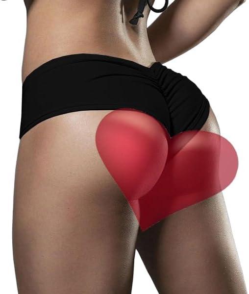 HYTENSUN Women's Cheeky Bikini Bottoms Sexy High Waisted Ruched Brazilian Cut Swim Bottoms (Black) XL