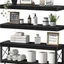 QEEIG Bathroom Shelves Over Toilet (Black, Set of 3, 23.6")