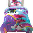 Franco Kids Bedding Super Soft Microfiber Comforter and Sheet Set, 4 Piece Twin Size, Trolls World Tour