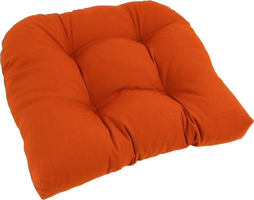 Blazing Needles Twill Rounded Back Chair Cushion, 19" x 19", Tangerine Dream