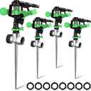 Chengu 4 Pack Lawn Sprinklers for Yard 360 Degree Automatic Garden Water Sprinkler with Water Stop Ring Adjustable Rotating Pulsating for Large Area Yard Lawn Garden Grass Flower Irrigation System