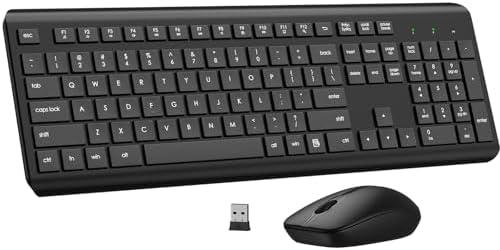 Wireless Keyboard and Mouse Combo, Full Size Silent Ergonomic Keyboard and Mouse, Long Battery Life, Optical Mouse, 2.4G Lag-Free Cordless Mice Keyboard for Computer, Mac, Laptop, PC, Windows