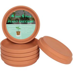 vensovo 4 Inch Terracotta Plant Saucer Pots Tray - 6 Pcs Round Planter Saucers for Indoor & Outdoor Plants, Small Clay Trays Perfect for 3 Inch 3.5 Inch 4 Inch Flower Pot (Brown)