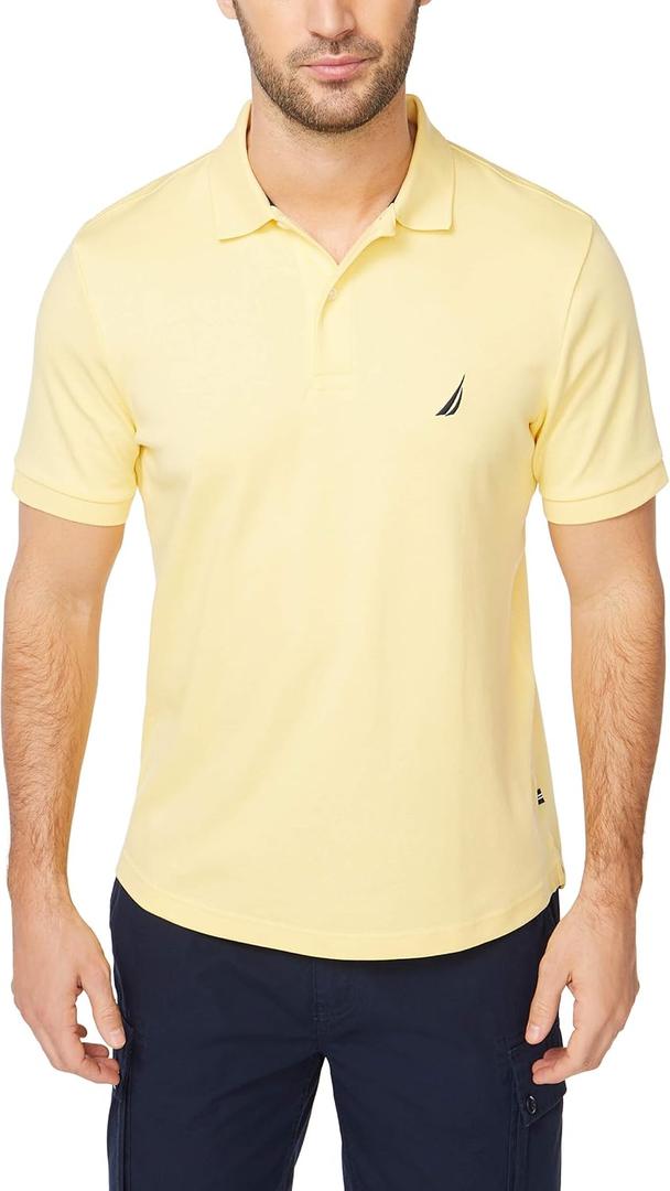 Nautica Men's Classic Fit Short Sleeve Solid Soft Polo Shirt, Corn Solid, Small