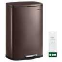 SONGMICS 20-Gallon (75 L) Trash Can, Stainless Steel Kitchen Garbage Can, Recycling or Waste Bin, Soft Close, Step-On Pedal, Removable Inner Bucket, Brown ULTB075MZ01