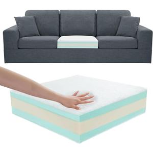 Extra Thickness 5 Layer Couch Cushion Replacement, 22"x22"x6" Sofa Cushion Replacement, Memory Foam Upholstery, Supportive & Soft Sofa Foam with Removable Cover