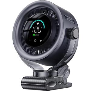 KIMMOO 4000mAh Rechargeable Portable Clip on Fan-100-Speed Touch Control, LED Display, 360 Rotate Quiet Turbo Desk Fan, Small Battery Operated USB Fan for Stroller Bed Travel Camping Golf Gym (Black)