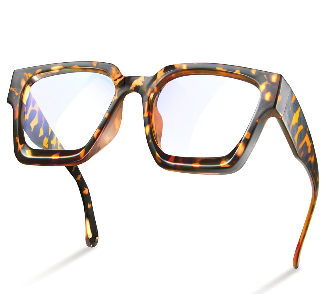 livho Oversized up to 99% Blue Light Blocking Glasses for Woman - Rectangle Fashion Glasses for Computer, Chic Preppy Frame