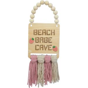 Beach Babe Cave Logo, Wooden Bead Garland Decoration, Nursery Room Decor, Bohemian Style Children's Room Wall Decoration, Daycare Decor