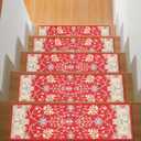 Carpet Stair Treads Non Slip Stair Runner for Wooden Steps Indoor,Resistant Stair Rugs Rubber Backing,Stair Rugs Mats for Kids, Elders,Pets,Retro Pattern,8"x30",4 Pieces