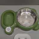 Dog Bowls, Cat Food and Water Bowl Set with Water Dispenser and Stainless Steel Bowl for Cats and Small Dogs - Green