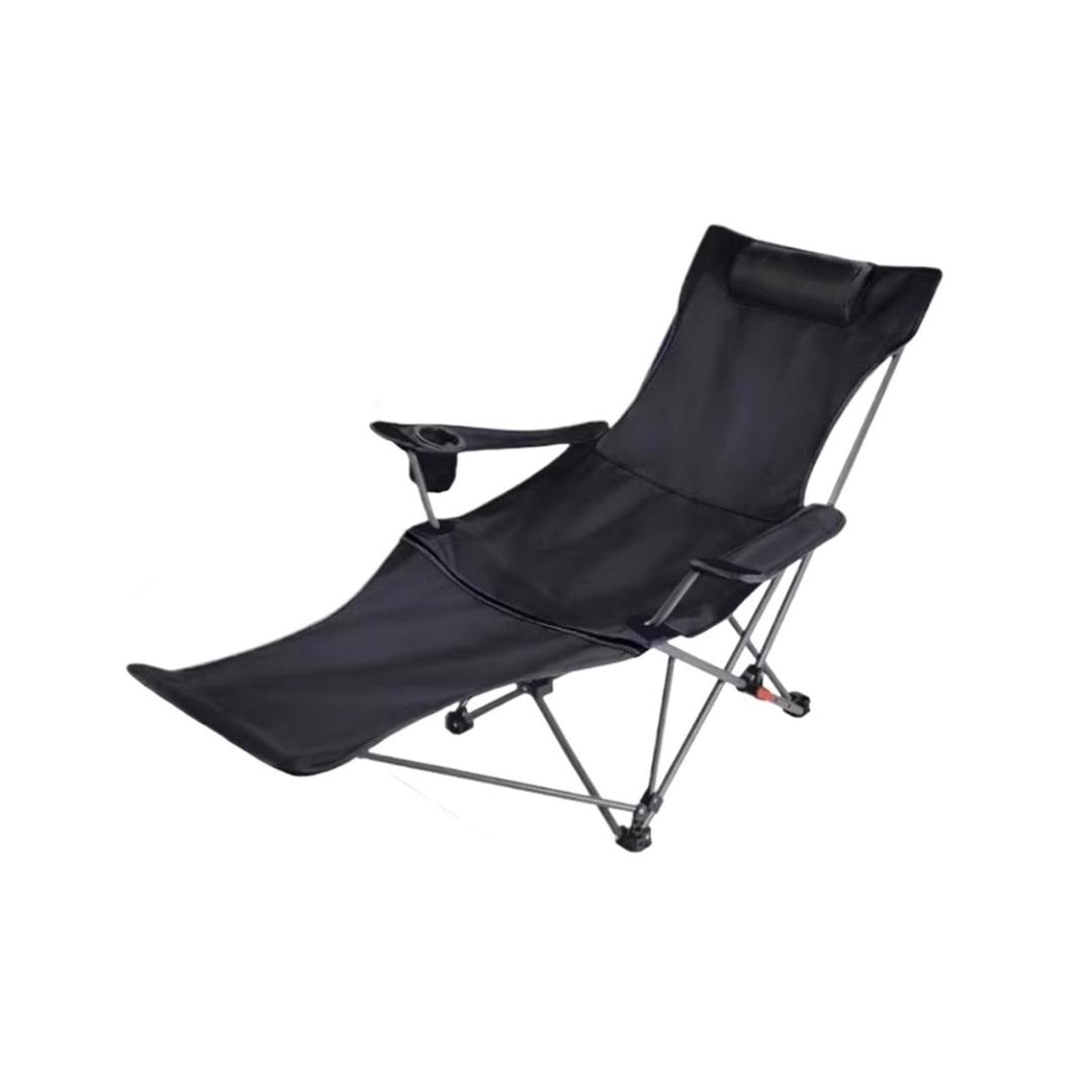Folding Recliner Portable Camping Chair
With Adjustable Backrest And Seat, For Travel Beach Outdoor(Black)