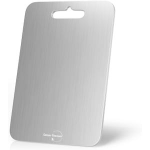 100% Pure Titanium Cutting Board for Kitchen 2mm Thickened, Easy to Clean, Dishwasher Safe, Double-Sided Chopping Board for Meat, Veggies, Fruits, Camping, Housewarming Gift (14.2" x 9.85")