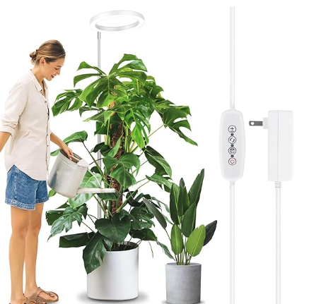 LORDEM 10" Grow Light for Indoor Plants, Full Spectrum Plant Lamp with160 LEDs, 4H/8H/12H Timer, 10 Dimmable Levels, 3 Spectrum Modes, Height Adjustable 65", Ideal for Large Tall Plants, Pack of 2