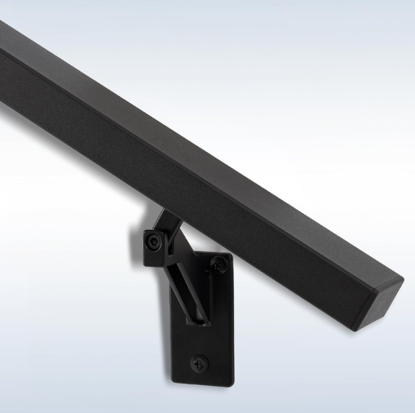 7FT Matte Black Handrails Kit for Indoor Outdoor Stairs，Modern Aluminum Handrail Set,2" X1" Grab bar,Adjustable 304 Stainless Steel Brackets Included，Rust Free