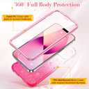Ruky Case for iPhone 13 & iPhone 14, Full Body Glitter Liquid Case with Built-in Screen Protector Soft TPU Protective Girls Women Phone Case for iPhone 13 & iPhone 14 6.1, Gradient Pink