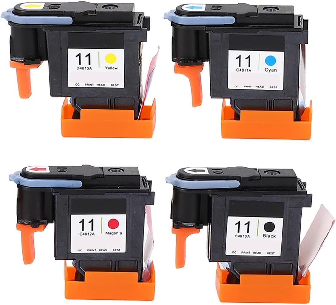 4 Pcs Printer Printhead, Magenta Black Cyan Yellow Print Replacement for Designjet 100 110 111 500 510 800 813 850