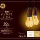 GE Lighting Vintage Style LED Light Bulbs, 6 Watts (60 Watt Equivalent) Warm Candle Light, Amber Glass, Medium Base, Dimmable (2 Pack)