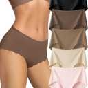 Seamless Underwear for Women No Show No Panty Line Womens Panties High Waisted Ladies Comfortable Briefs 5 Pack (Medium)