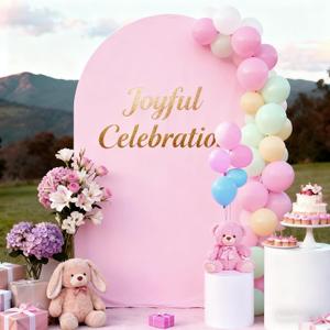 7.2FT Baby Pink Arch Cover,Spandex Fitted Wedding Arch Stand Covers Round Top Chiara Backdrop Cover for Birthday Party Ceremony Banquet Decoration