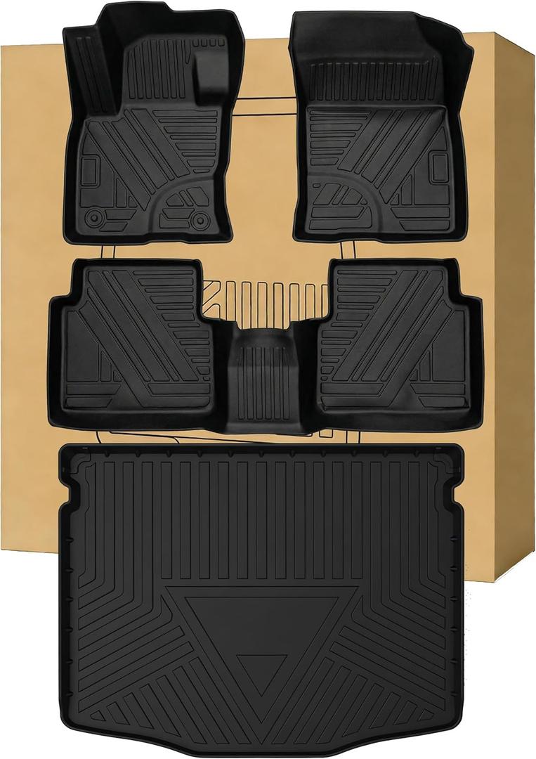 Aiqiying Floor MatsCargo Liners Compatible with Ford Escape 2020-2025 ModelsAll Weather Waterproof Durable Custom-Fit Back Trunk Tray Front Rear Rows Full Set Carpet Protection TPE Accessories