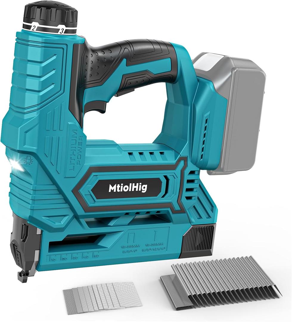 Cordless Brad Nailer 2-in-1 Compatible with Makita 18V Battery, 5/8 to 1-1/4 Inch 18 Gauge Nail Gun with 2000 Nials for Wood Carpentry, Powered Electric, 2 Mode, Tool Only