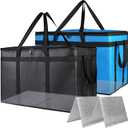 Bodaon 2PK Cooler Insulated Food Delivery Bag with Bottom for Doordash/Uber Eats, XXX-Large Thermal Bags for Catering/Hot Pizza, Travel/Camping/Picnic BasketGrocery Reusable Warmer Frozen, Black-Blue