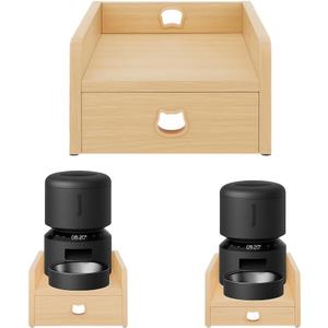 Raised Pet Feeder Stand for Cats & Dogs Neck Health, Holder for Pet Automatic Feeders, Pet Water Dispenser Stand, Adjustable Height Elevated Shelf for Petlibro and Most Pet Feeders (Fits 13.8" x 7.9"(Single Bowl), Natural Wood)