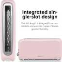 SEEDEEM 2 Slice Slim Toaster, Single 10" Long Slot Toaster Fits Bagels & Artisan Bread, 6 Shade Settings, Cancel/Reheat/Defrost, Removable Crumb Tray, Auto Shut-Off, Pink