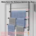 Livabber 3-Tier Over The Door Towel Rack, All Metal Towel Rack with Hooks for Door Hanging, Behind Door Towel Bar Towel Storage Holder for Bathroom Accessories, Black (22.8" L x 5.9" W x 24.4" H)