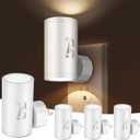 4 Pack LED Plug-in Wall Night Light with Dimmable 0-300 Lumens, 3000K Soft White, Auto On/Off Light Sensor & Adjustable Head for Hallway, Stairs, Bedroom