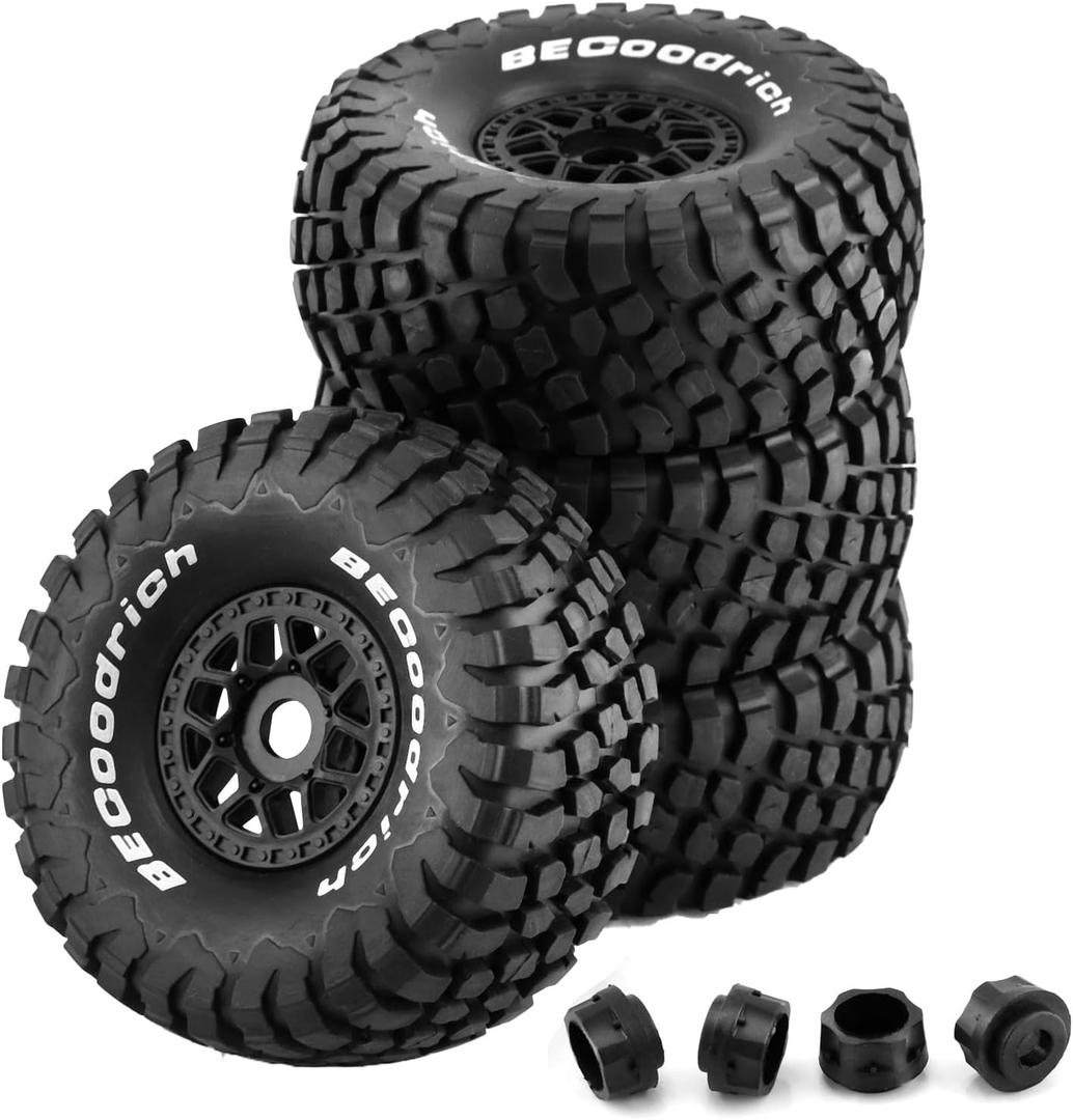 Chanmoo 1/8 RC Short Course Truck Tires and Wheels 17mm Hex OD 140mm 1/7 All Terrain Off Road Tyres for 1:7 1:8 RC Buggy Truck Car HSP TRAXXAS UDR DF7 FS Atom ARRMA Mojave YK4072 DF7 4PCS (Black)