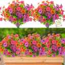 Artificial Spring Flowers for Outdoors Faux Plants UV Resistant Realistic Fake Flowers Outside for Garden Planter Porch Home Decor, 12 Bundles (Multicolor)