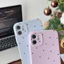 2 x Compatible with iPhone 12 Case Polka Dot Phone Case Cute Aesthetic Design Simple for Women Girl Stylish Shockproof Full Camera Protection Cover - Blue