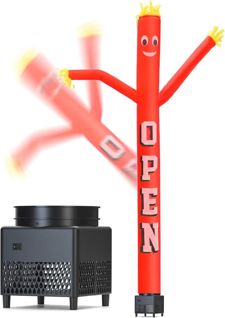 6ft Open Sky Air Puppet Dancer Inflatable Waving Tube Man with Lights & Built-in Blower - Wacky Waving Dancing Tube Guy for Business Promotion Stand Out Christmas Advertising