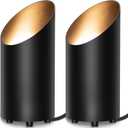 SUNVIE 2 Pack Up Lights Indoor Floor Can Light Uplighting Indoor Spotlight with 2700K GU10 Bulb Accent Lighting Floor Uplighting for Home Plant Picture, UL Listed 5.9 FT Plug Cord & Foot Switch (Black)