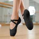 TXJ Sports Ballet Shoes for Women Girls, Women's Ballet Slipper Canvas Dance Shoes Split Sole Yoga Dance Flats (9, Black)