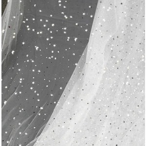 Homiest Glitter Tulle Fabric Rolls with Star Moon Sequin 36"×19"
