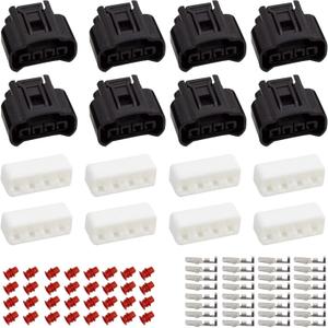 Set of 8 Ignition Coil 4 Pin Plug Connector Replacement for Toyota Lexus Camry Yaris 2000-2010# 90980-11885,7283-7449