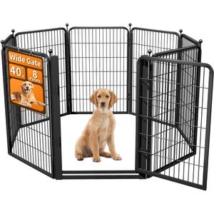 Dog Fence Outdoor Pens Outside,Portable Dog Play Pen 40" H 8 Panels Pet Playpen Exercise Pens for Puppys Small Medium Large Dogs RV Camping Yard Garden Indoor Wide Gate