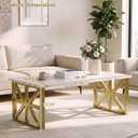 Coffee Tables for Living Room, Marble Coffee Table Modern White, Asterisk-like