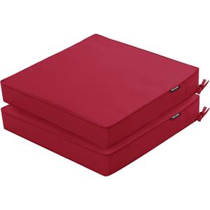 Outdoor Chair Cushions 22 x 22 Inch Water Resistant Patio Chair Cushions with Tie 3 Year Color Fastness Thick Outdoor Seat Cushion for Garden Lawn Patio Furniture Burgundy Red Set of 2