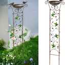 SUNNYPARK Antique Garden Iron Trellis with Decorative Hummingbirds Detachable Bird Bath Bowl Metal Potted Plant Support for Climbing Flowers