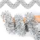 50 Ft Metallic Twist Hanging Tinsel Garland - Silver Christmas Tree Decoration