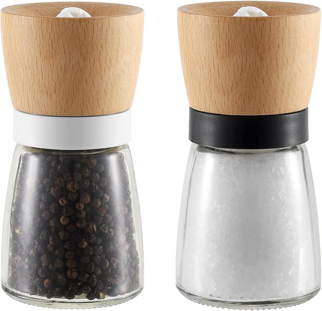 VEVOK CHEF Wooden Salt and Pepper Grinder Adjustable Coarseness Ceramic Wood Pepper Grinder Black Pepper Sea Salt Mill Grinder for Kitchen Seasoning Salt and Pepper Shaker Set Chef Gift